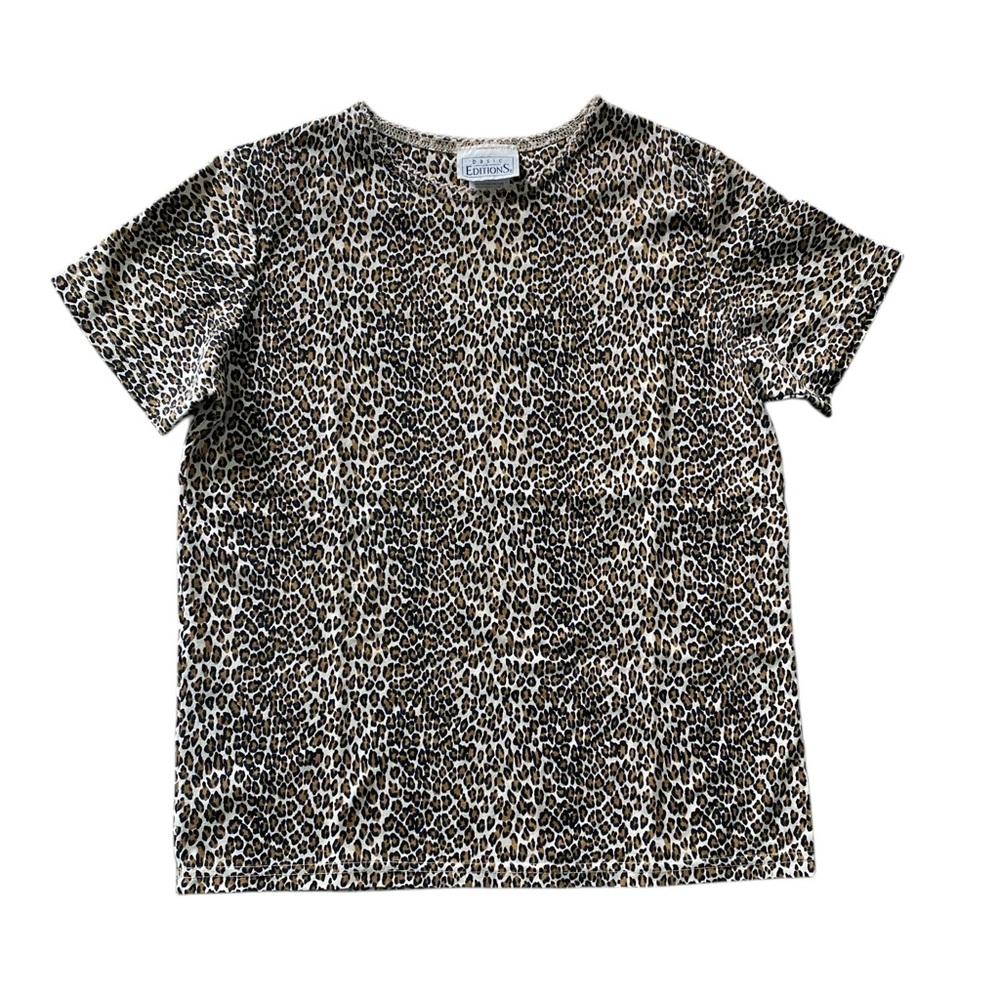 Basic Editions Leopard T-Shirt Short Sleeves Size S Great Condition!